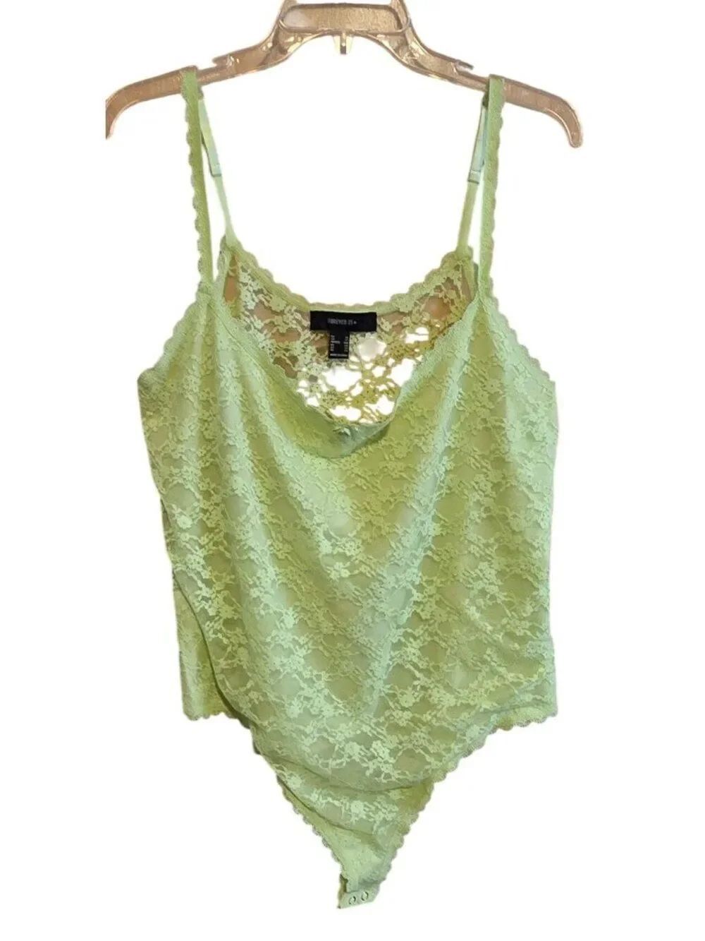 Plus Lace Green Bodysuit Adjustable Straps US 3X romance date night fairycore